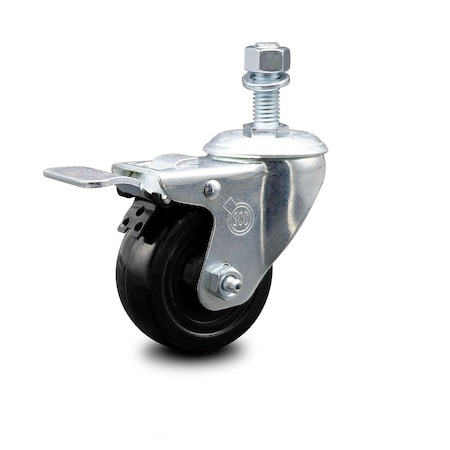 Service Caster 3.5 Inch Hard Rubber Wheel Swivel 1/2 Inch Threaded Stem Caster Total Lock Brake SCC-TSTTL20S3514-HRS-121315